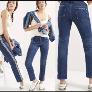 Anthropologie Pilcro Embroidered Side Stripe Slim Boyfriend Jeans Size 26